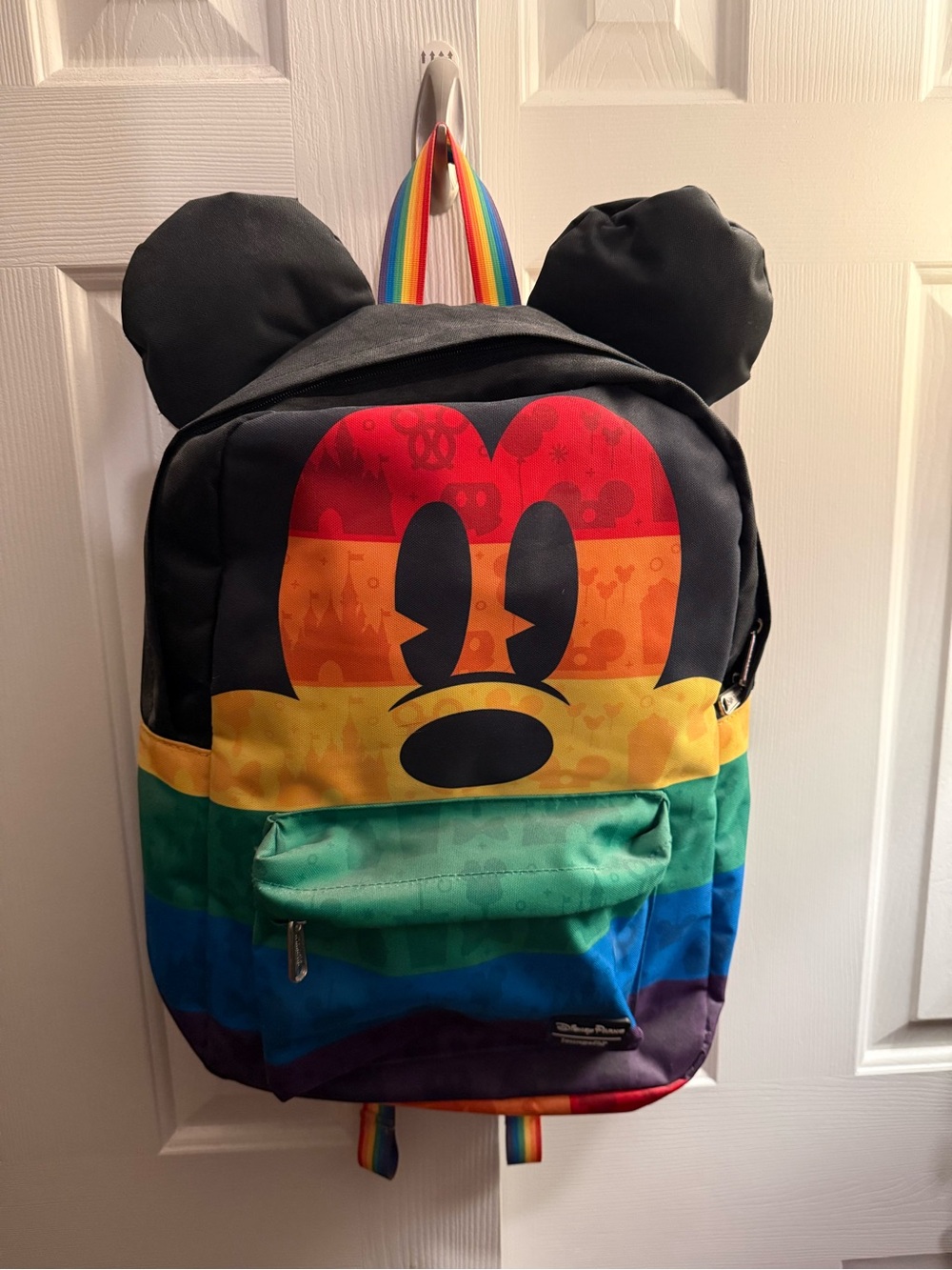 Disney Pride Mickey Mouse Ear Backpack in Black and Rainbow